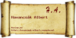 Havancsák Albert névjegykártya